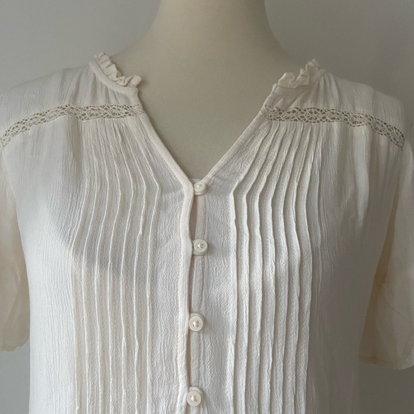 NWT pretty crème cotton Old Navy pleated cotton dress with feminine details - Picture 5 of 11